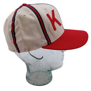 VTG Roman Kansas City Monarchs Hat 7 1/8 Negro League Baseball Cream/Red/Blue